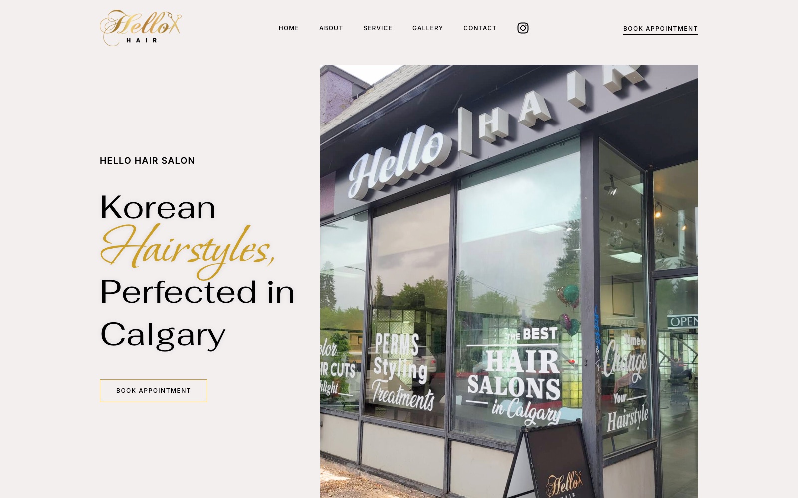 Hello Hair — homepage, captured live