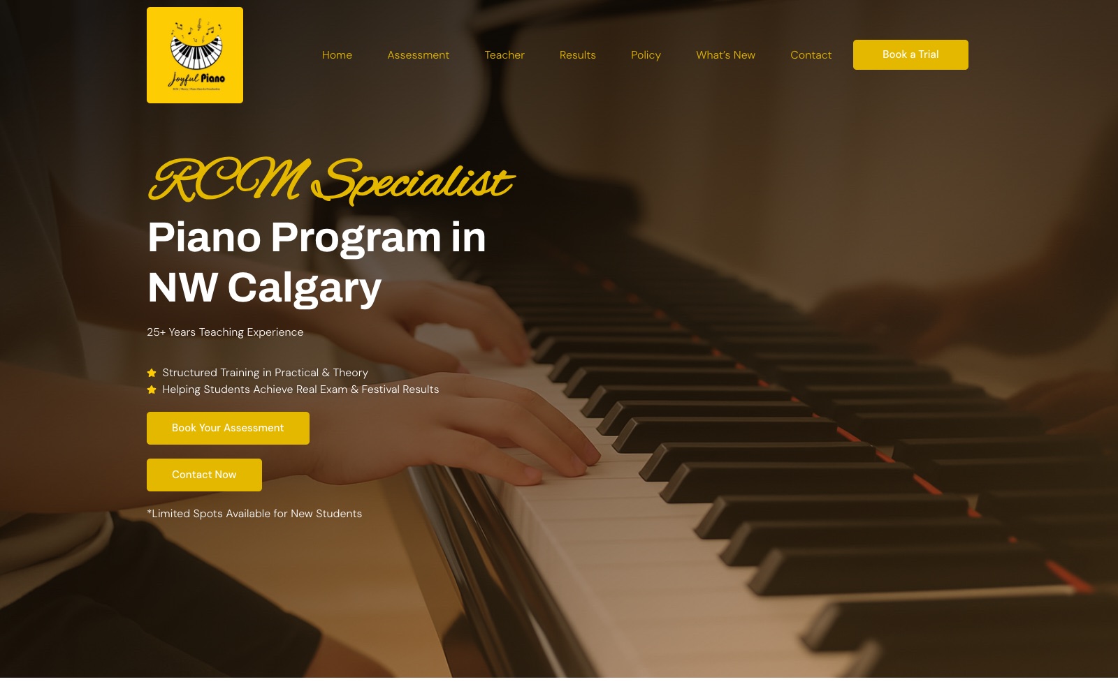 Joyful Piano — live website by NoloWeb