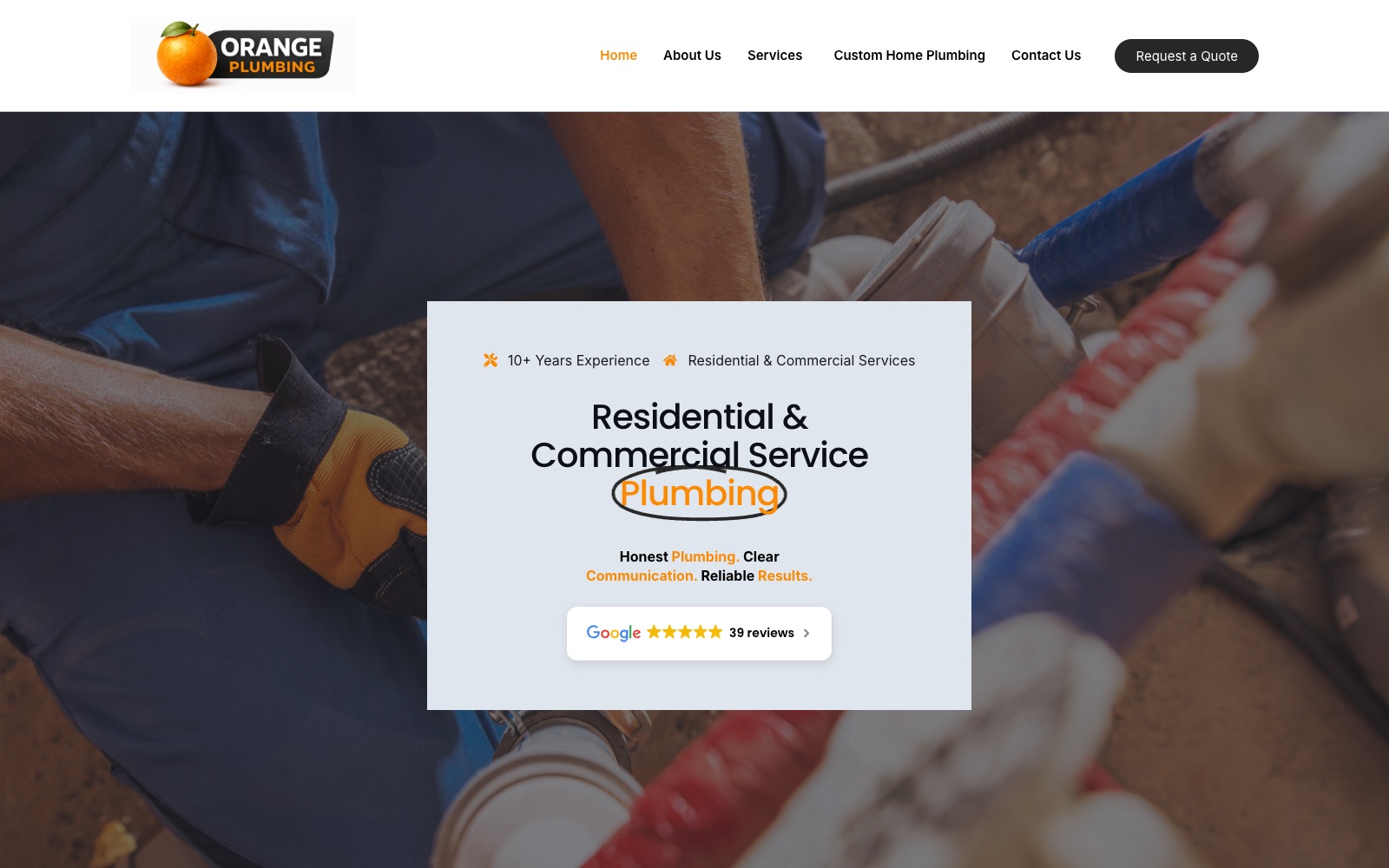 Orange Plumbing — homepage, captured live