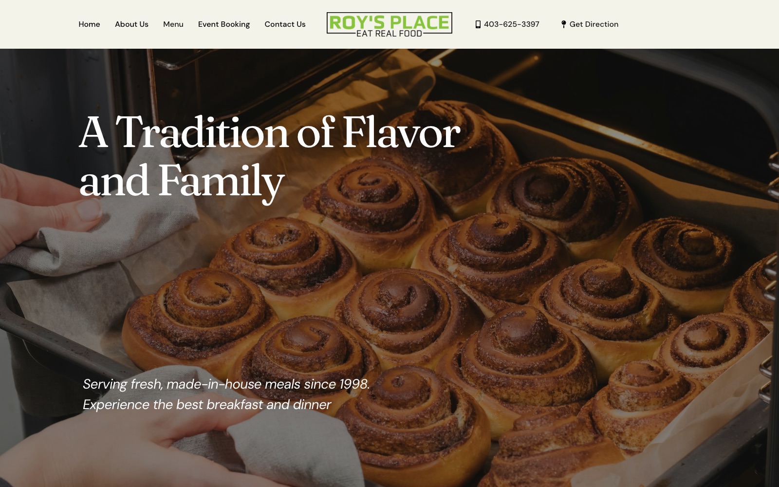 Roy's Place — homepage, captured live