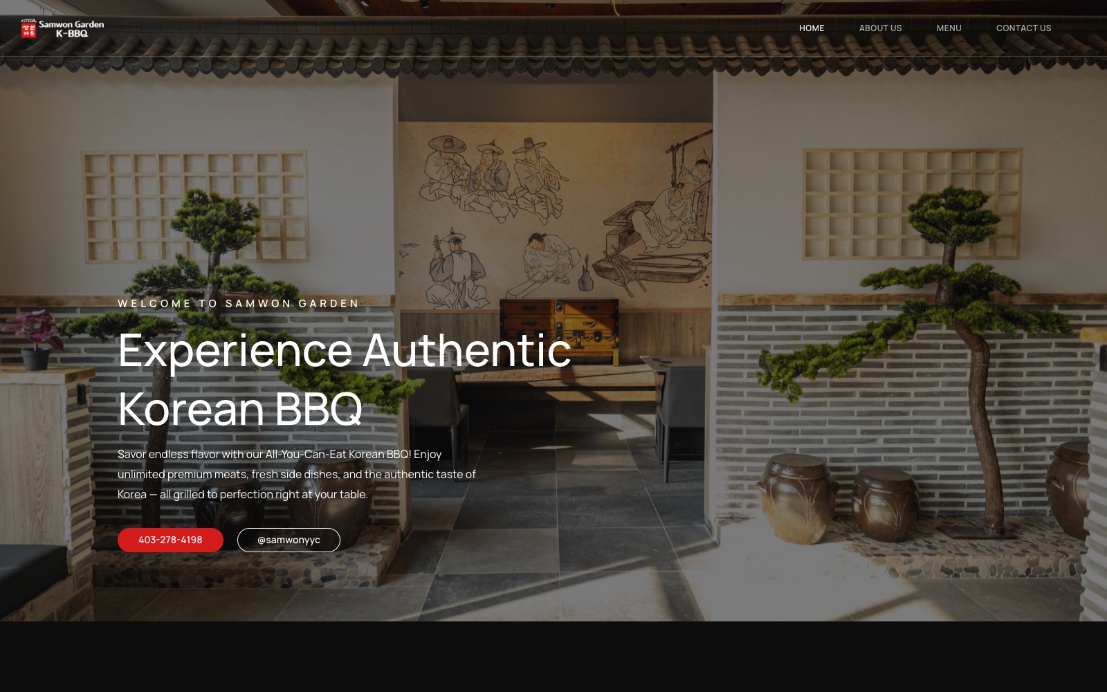 Samwon Garden — homepage, captured live