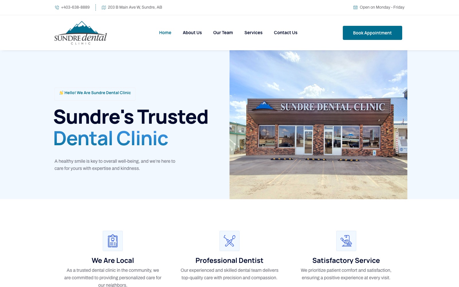 Sundre Dental Clinic — live website by NoloWeb