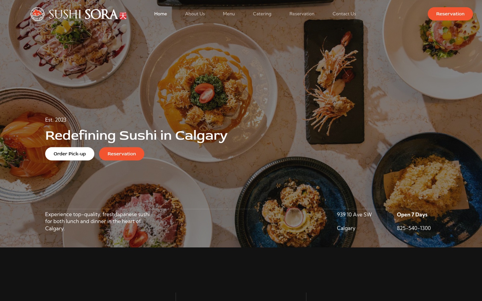 Sushi Sora — homepage, captured live